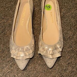Jack Rogers Gold Rosie Ruffle Ballet Flats